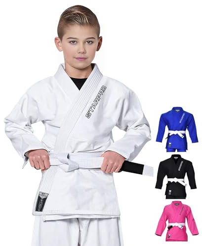 Starpro Preshrunk Kids BJJ Gi – Lightweight Jiu Jitsu Uniform with Pearl Weave | Youth Jiu Jitsu Suit for Boys & Girls | Many Sizes & Colours