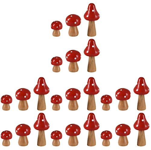 TOYANDONA 24 Stück Holz Pilz Pilz Deko Mini Pilz Holzteile zum Basteln Mini Pilz Deko