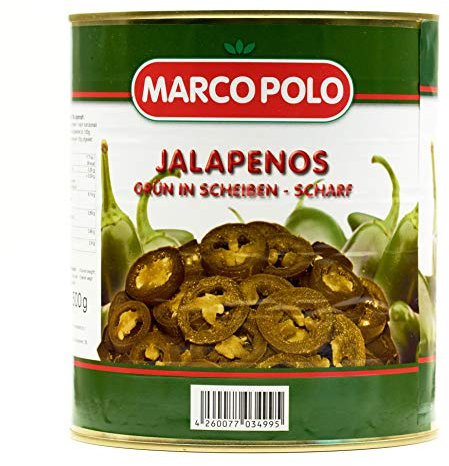 HYMOR GRÜNE JALAPENOS - 1x 1,5kg - eingelegte Jalapeno-Peperoni, feurig scharf im Geschmack, beliebt auf Pizza, in Aufläufen oder Salaten, Burger und natürlich im Kino Nachos mit Käsesoße