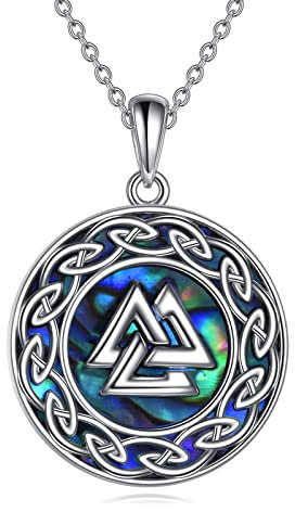 YAFEINI Wikinger Kompass Kette Nordische Wikinger Amulett Halskette Vegvisir Rune Talisman Anhänger Wikinger Schmuck Geschenke für Männer Damen (D-Wikinger Valknut)