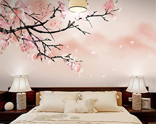 Papier Peint Panoramique Fleurs Et Oiseaux De Cerisier Papier Peint 3D Personnalisés Intissé Décoration Murale 200x140cm