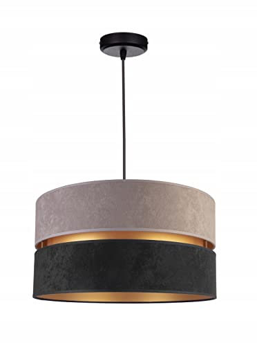 FKL DESIGN Home Deco – Pendelleuchte Esstisch – Hängeleuchten & Pendelleuchten – Deckenlampe Hängend – Lampenschirm Hängelampe- Esszimmerlampe - Wohnzimmer - Küchenlampe - (Grau-Schwarz), TAD34