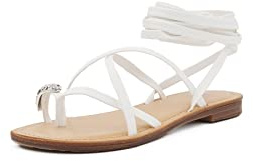 QUEEN HELENA Infradito Sandali alla Schiava Bassi con Lacci Donna Y5009 (Bianco, Sistema Taglie Calzature EU, Adulto, Donna, Numero, Media, 37)