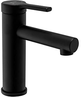 Rea Waschtischarmatur PIXEL BLACK LOW Wasserhahn Bad Badarmatur aus Messing Armatur für Waschbecken Badezimmer Mischbatterie Waschbecken Einhebel (Schwarz)