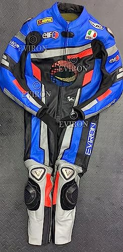 Motorcycle 1 Piece Leather Suit New Multicolour Design (Black & Blue, Custom (5 days extra time))