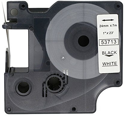 BROVACS Schriftband, Schwarz auf Weiß, kompatibel mit DYMO D1 53713, 24 mm OPA2413, 1 Stück