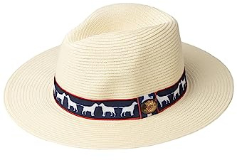 Rydale Mens Panama Hat Printed Band Summer Fedora Hats Straw Trilby Headwear (as8, Alpha, x_l, Navy Dog)