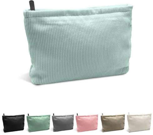 YEJAHY Kleine Make-up-Tasche, Cord-Kosmetiktasche, Make-up-Tasche, Organizer, Aufbewahrungstasche, Reise-Kulturbeutel, Zubehör-Organizer für Frauen, blau