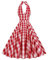 Femmes Années 1950 Carreaux Vintage Cocktail Robe Col Dos Nu V Cou Une Ligne Rockabilly Swing Robe de Soirée de Mariage Rouge-Blanc XXL