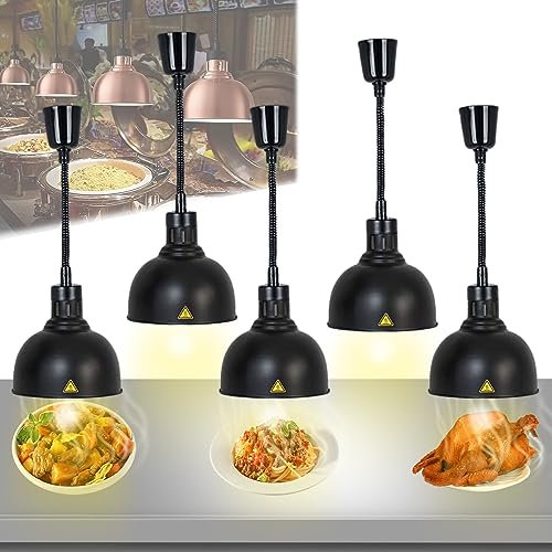Wärmelampe Küche, Hängende Speisenwärmer Lampe Einziehbares, Wärmelampe Buffet 250W, Lebensmittel Wärmelampe für Küche und Buffets Esszimmer(25CM, 5 Stück)