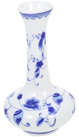 HOMSFOU Blaue Und Weiße Keramikvase China Dekorative Vase Aus Keramik Hohe Blumenvase Frische Blumenvase Im Chinesischen Stil Elegante Weiße Vasen Handvase Fischschwanz Büro Kleine Keramik