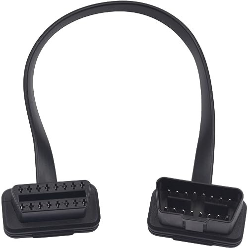 Duttek Cavo di prolunga OBD2 da 30 cm, OBD2 a 16 pin, maschio e femmina, cavo piatto a nastro, connettore OBD2 per auto, codice scanner OBD2 e tutte le apparecchiature OBD II