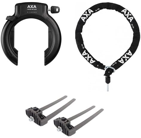 Axa Rahmenschloss Imenso X-Large Fahrradschloss Fahrrad Bike Lock (Schlüssel nicht abziehbar, Kette 130cm/5,5mm Ø ULC)