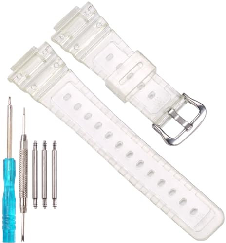 XBHSW Harz-Armband, kompatibel mit Casio DW-5600, GW-M5610, GW-6900, DW-6900, G-6900, Herren-Ersatzarmband, wasserdicht, vollständig transparent