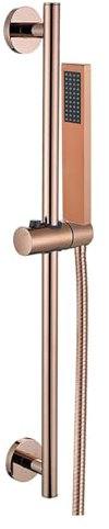 Tivezlor Duschstange mit Handbrause, höhenverstellbare Duschstange aus Edelstahl, Handbrause mit Schlauch, Hochdruck-Duschkopf aus Messing,Rose gold
