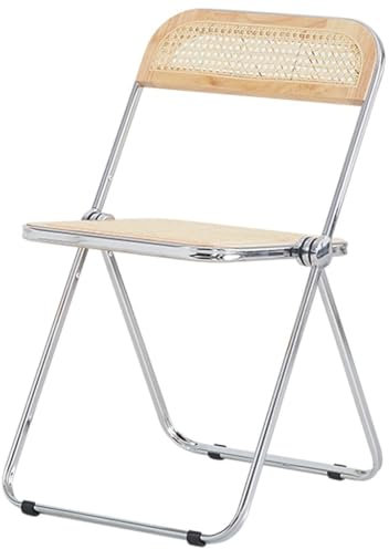 Haushaltsklappstuhl Im Nordischen Stil, Hohler Rattan Retro Ereignis Stuhl, Klappstühle Ohne Armlehnen, Metallüberzug Konferenzstuhl, Für Outdoor Camping