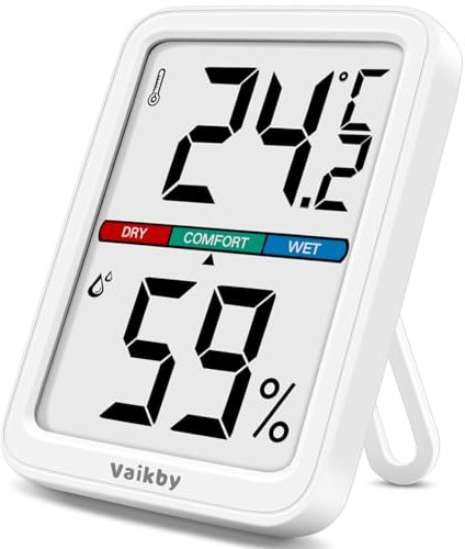 Vaikby Mini termómetro digital higrómetro interior, 1 unidad, termómetro de habitación, termómetro de temperatura y humedad, sensor de temperatura de alta precisión para coches de invernadero, hogar,