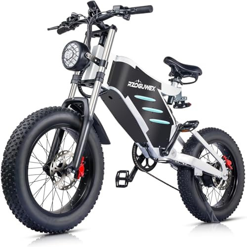 RECEGARA Vélo électrique Tout-Terrain 20 Pouces pour Adultes avec Batterie Lithium-ION Amovible 48 V 25 Ah, vélo de Neige 7 Vitesses avec Double Amortisseur et Double Frein hydraulique