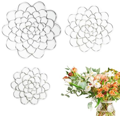 Blumengitter Für Vase,3Stk Blumengitter,Blumen Gitter Für Vasen,Blumenarrangement-Blumenstraußhalter,Blumenarrangement Halter,Blumendeckel-Arrangements Aus Edelstahl,gedrehter Stielhalter Für Arrangem