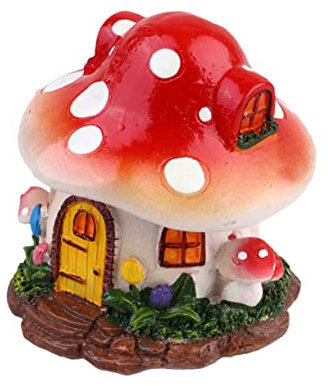 Sosoport Mini-harzmodelle Türdekoration Miniatur-pflanzendekoration Bonsai-Ornamente Glasbehälter Innenausstattung Miniaturlandschaft Mini-pilz-pilz-Ornament Mini-pilzhaus Moos Modellieren