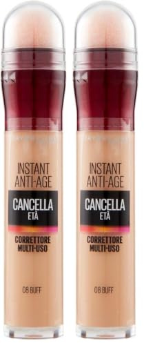 Maybelline New York Correttore Liquido Il Cancella Età, con Bacche di Goji e Haloxyl, Copre Occhiaie e Piccole Rughe, 08 Buff, 6,8 ml (Confezione da 2)
