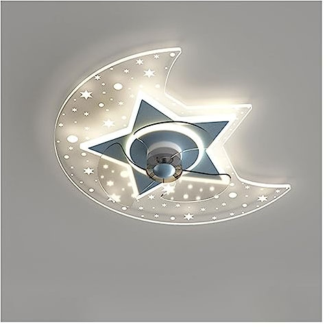Leise Ventilator lampe Moon Star LED-Deckenventilatoren mit Licht Dimmbare 6 Geschwindigkeit W/Fernbedienung Deckenventilator Lampe Kreative Deckenleuchten for Kinderzimmer Kinderzimmer (Color : Blue