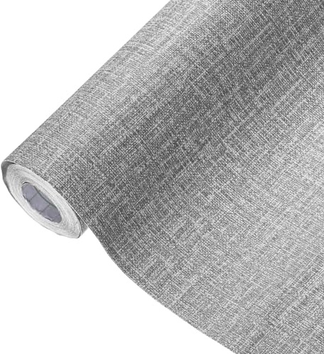 Sourcing Map Grasscloth Peel & Stick Wallpaper - 15.7x197 Self-Adhesive Textured Wallpaper, Waterproof for Desk, Wardrobe, Countertop, Cabinet, Dark Grey