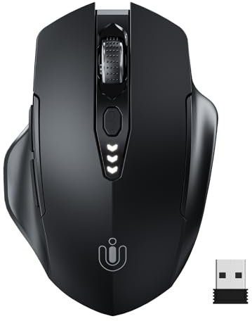 Uineer kabellose Maus, [Verbessert] Mit visueller Batterieanzeige, 2.4G USB Ergonomische Maus kabellos, 4 einstellbare DPI-Stufen,PC Mouse für Büro- oder Gaming,Mattschwarz