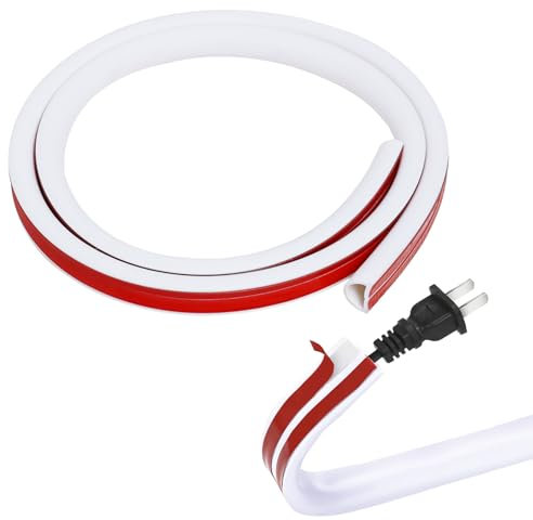 1M Mini Cable Trunking,White Half Round Cable Cover,Self-Adhesive Cable Management Trunking to Hide Wires,Flexible Wire Tidy for Wall and Floor,TV Wire Hider,Electric Cable Protector for Home Office