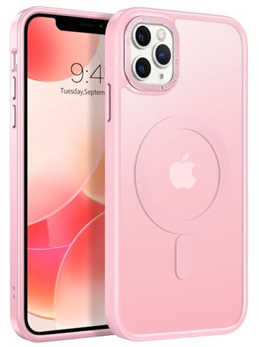 VENINGO Magnetica Cover per iPhone 11 Pro Custodia Compatibile con MagSafe Cover Traslucida Opaca Silicone Tpu Anti Impronte Digitali Custodia per iPhone 11 Pro 5,8 Pollice Rosa Tenue