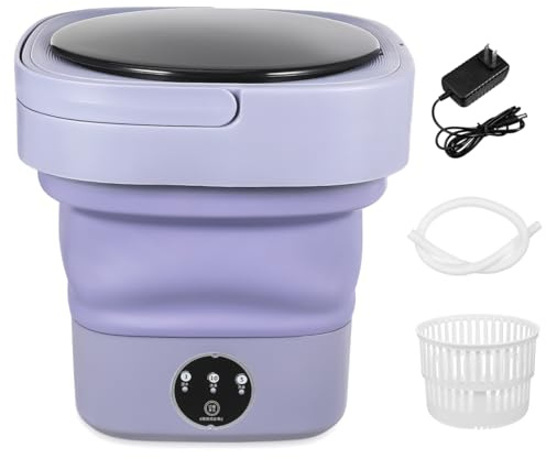 Cabilock Mini Waschmaschine 8L, 2 in 1 Faltbare Kleine Waschmaschine, Lil Camping, Portable für Schlafsäle, Wohnmobil, Wohnungen, Reisewäsche