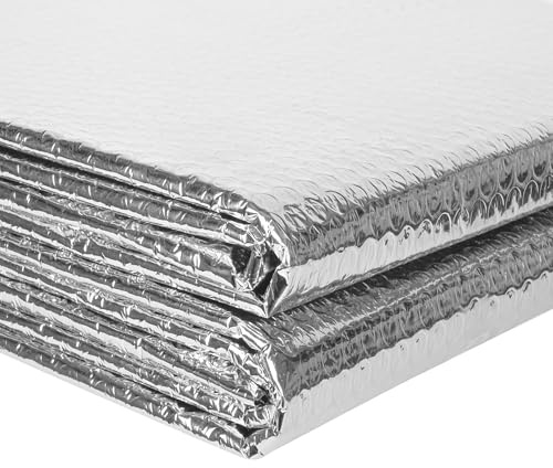 ToLanbbt Reflective Insulation Roll, 23.6IN x 10FT Double Bubble Wrap Insulation Sheet, Reflective Aluminum Foil 3MM Thermal Shield Radiant Barrier with 60 Pcs Adhesive Tapes for Window RV Attic Wall