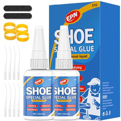 EPN Schuhkleber Extra Stark Wasserfest, 35g Transparent Schuhsohlen Kleber, Schuhsohlenkleber für Sneakers, Stiefel, Sandalen, Leder, High Heels und mehr (2 Stück)