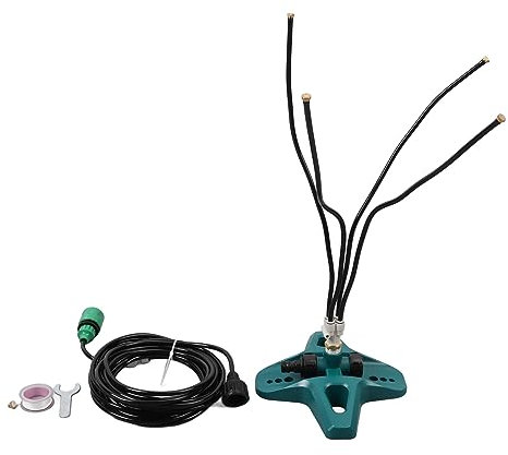di raffreddamento a nebulizzazione fissa, kit di nebulizzazione portatile regolabile per esterni con tubo flessibile da 8 metri, 4 ugelli in ottone per cortile, piscina, patio,