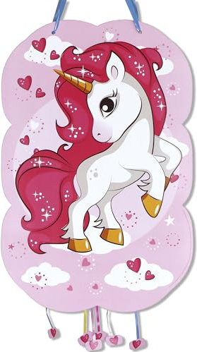 CHEERSET Piñata, Einhorn, Geburtstag, Mädchen, groß, mit rosa Einhorn, Dekoration für Kindergeburtstag, große Pinata, zum Befüllen für Jungen und Mädchen, 47 x 31 cm
