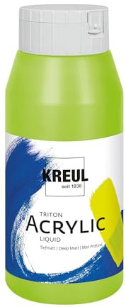 KREUL 17084 - Triton Acrylic Liquid Zinnobergrün 750 ml, Hochwertige Künstler-Acrylfarbe in Studienqualität mit leicht fließendem Charakter, tiefmatt auftrocknend