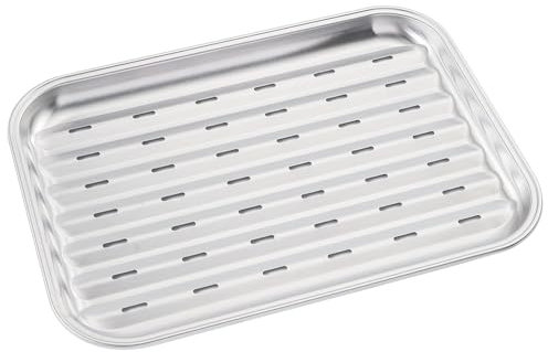 KINGHOFF KH-1916 Bac à barbecue, réutilisable, en acier inoxydable, 34 x 24 x 2 cm