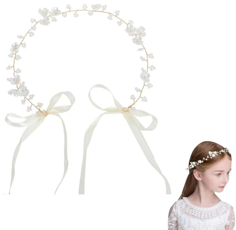 GHPKOTW Couronne Guirlande, Floral Headband, Fleurs de Mariage Cheveux Vigne Mariée Perle Bandeau, Bijoux de Cheveux Accessoires de Cheveux pour Femmes et Filles