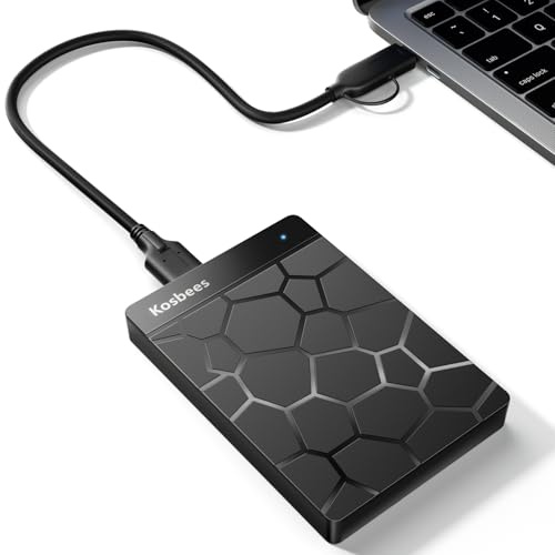 Kosbees Externe Festplatte mit 1 TB, tragbare Festplatte für Windows, ultradünn, externer HDD-Speicher, kompatibel mit PC, Mac, Laptop, PS4, Xbox One, Xbox 360; Plug-and-Play-fähig