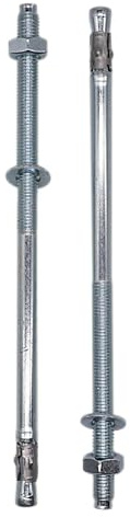 SKIR'CO Lot de 4 chevilles d'ancrage compensées en métal plaqué zinc M10 x 200 mm Boulons d'ancrage pour maçonnerie et béton
