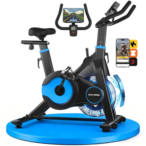HXD-ERGO Heimtrainer Fahrrad mit Verstellbarem Widerstand, Leises Hometrainer Fahrrad mit Verbessertem LCD-Monitor, Tablet-Halter, Indoor Cycling Bike für Kardiotraining zu Hause, Bis 150KG