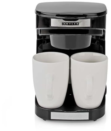 Melissa Macchina da caffè compatta - 2 tazze in porcellana - 0,25 l - 450 W - risparmio energetico - spegnimento automatico - filtro in nylon riutilizzabile - ideale per camper, case vacanze e piccole