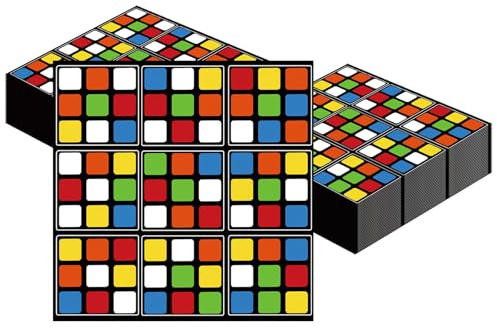 Ovanda Rubiks Cube Servietten,20 Stück Bunter Zauberwürfel Rubik Servietten | 33x33cm Rubiks Cube Geburtstag Deko für Jungen & Mädchen Mottoparty Kindergeburtstag