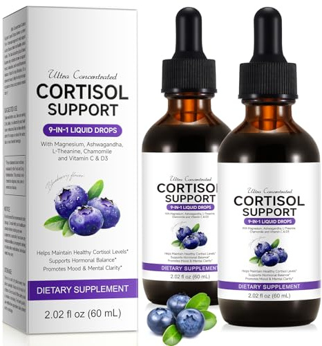 Cortisol Supplements Mood Focus Stress Relief Sleep Support 2PCS | Rich in Ashwagandha Magnesium L-Theanine Chamomile Vitamin C & D3