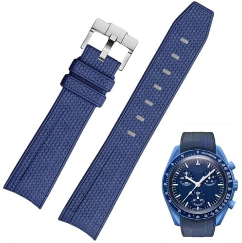 Nizonlaie Uhrenarmband für Moonswatch, 20mm Gebogenes Ende Weben Stil Premium Silikonkautschuk Gummi Ersatzarmband Silikon Armband kompatibel mit Omega XSwatch Moonswatch für Frauen Männer