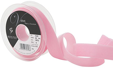Berisfords Velvet Ribbon Blush Rose 30mm - Nylon Craft Ribbon for Sewing, Gift Wrapping and Hair Accessories
