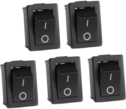 5X Wippschalter eckig klein 2-polig 250V 6A EIN/AUS Snap-In Montage 19,5x13mm SK21-101