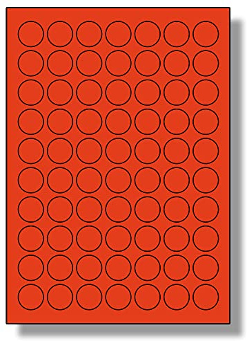 Label Planet® 70 Per Sheet, 5 Sheets (350 Round Crimson RED Labels). Round Coloured Paper Labels, 25mm Diameter, LP70/25R C.