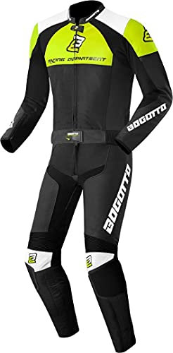 Bogotto Losail 2-Teiler Motorrad Lederkombi, schwarz/weiß/gelb, 50