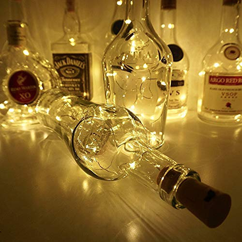 MansWill Luci di Bottiglia di Vino con Sughero, 6 Pack 20 LED 6.5 Piedi (2M) Filo di Rame Argento Alimentato a batteria Lampada di Corda Decorazione per la Casa per la Festa di Compleanno Fai da te